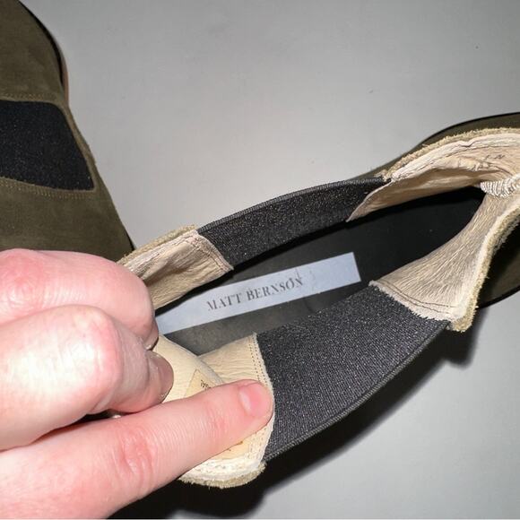 Matt Bernson Olive Green Suede Leather‎ Chelsea Booties Size 10 - Picture 11 of 11